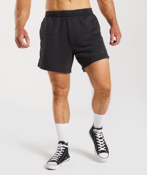 Men's Gymshark Power Washed 5" Shorts Black | NZ 9CZSXR